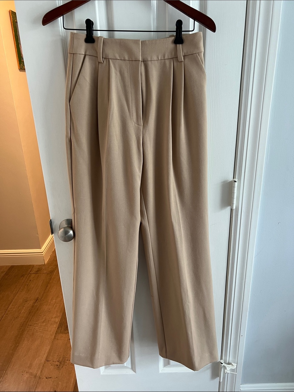 Favorite Daughter Beige High-Rise Wide-Leg Trousers